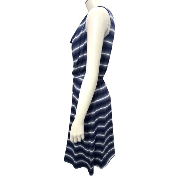 AB Studio XS Navy Striped Sleeveless Cowl Neck Dress Nautical Resortcore Style - Picture 4 of 11